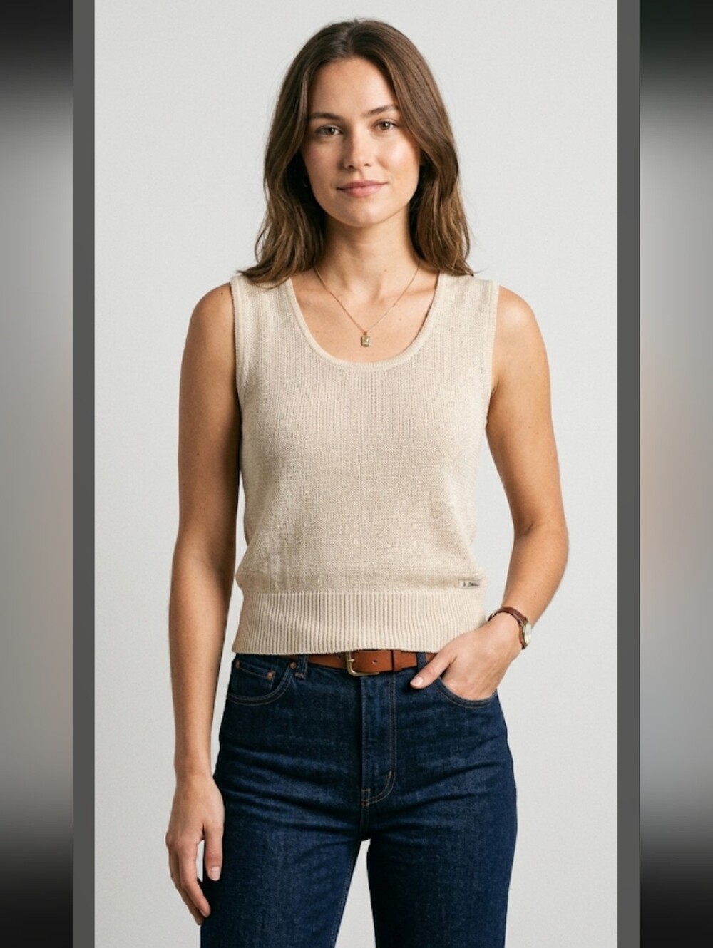 Vintage Sears Laying Wool Blend Tank Top Cami L Outdoor Thermal #2084
